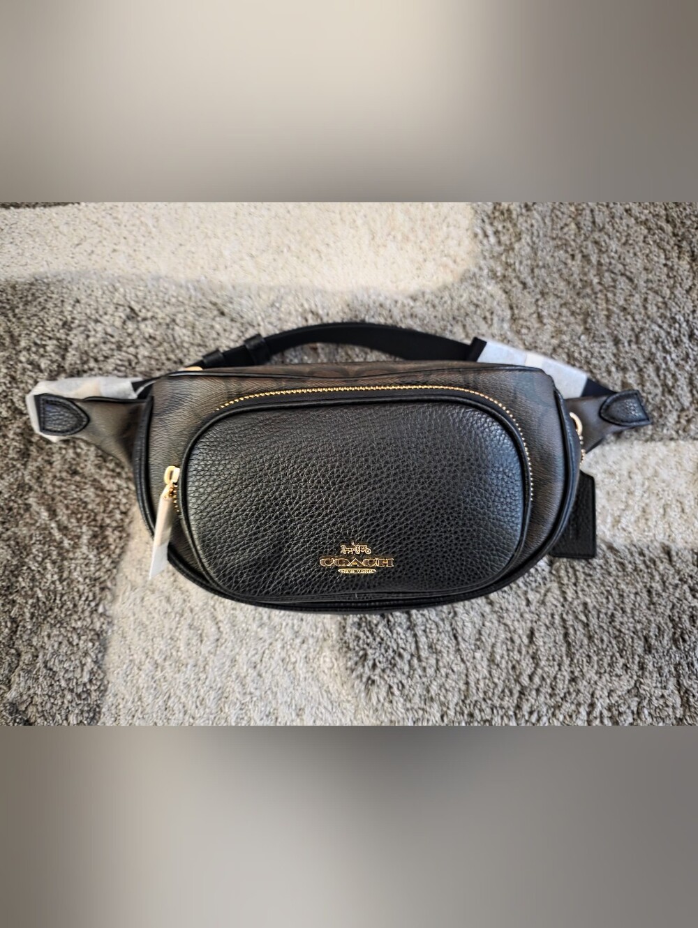 COACH Black Sig Court Belt Bag NWT